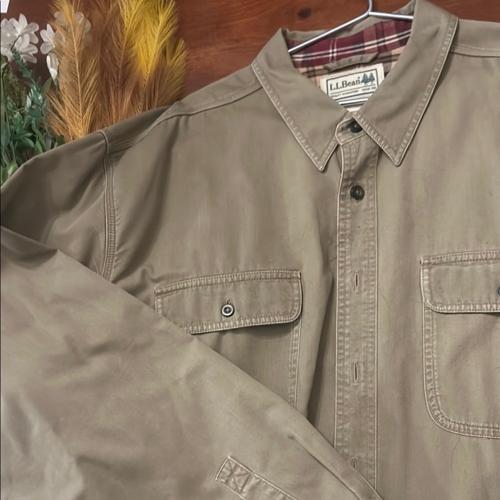 LL Bean Tan Button-Up Shirt